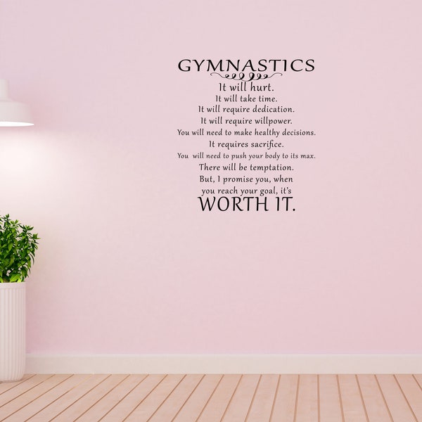 Gymnastics Vinyl Wall Decal - Gymnast Wall Quote - Girls Room Vinyl Wall Art - Gymnastics Quote - Inspirational Wall Quote Sticker Vinyl