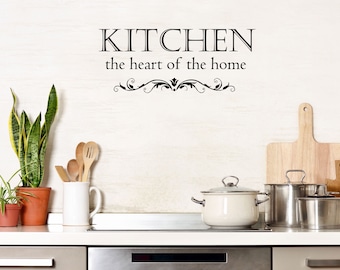 Kitchen Is The Heart Wandaufkleber – Wandtattoo, Viele Größen & Farben, Rückstandslos Entfernbar