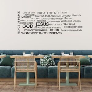 Names Of God Removable  Decal - And He Shall Be Called - I AM Sign - Gods Name Sign  - Words Of God - Scripture Sign - Biblical Sign Quote