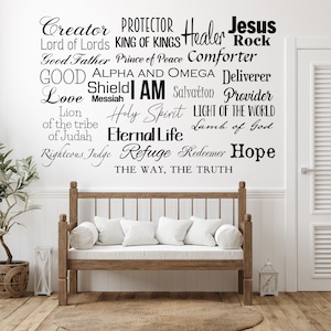 Names Of God Decal Quote And He Shall Be Called I AM Sign Gods Name Sign God Sign Bible Verse Word Of God Scripture Decal Gift image 1