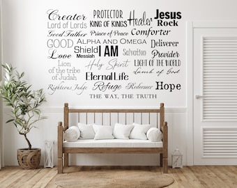 Calcomanía con cita de los nombres de Dios - Y será llamado - Señal YO SOY - Señal del nombre de Dios - Señal de Dios - Versículo bíblico - Palabra de Dios - Calcomanía de regalo de las Escrituras