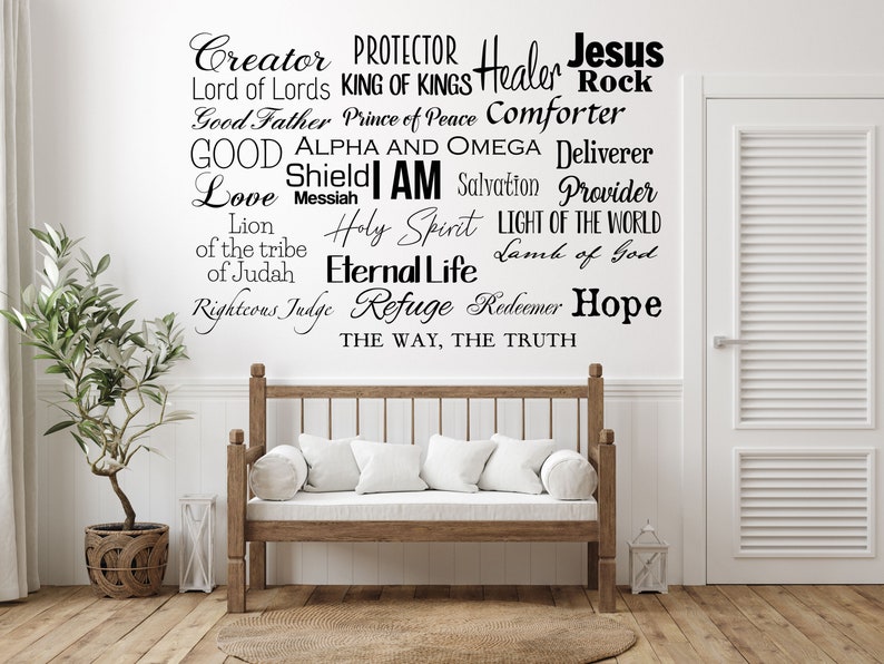 Names Of God Decal Quote And He Shall Be Called I AM Sign Gods Name Sign God Sign Bible Verse Word Of God Scripture Decal Gift image 1