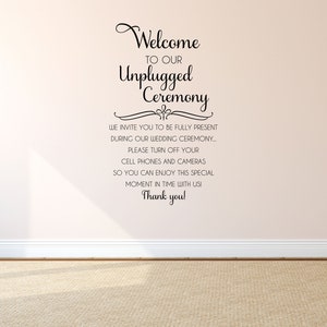 Unplugged Wedding Decal - Ceremony Decoration - Unplugged Sign - Wedding Decor - Wedding Sign - Vinyl Wedding Decal - Rustic Sign Sticker