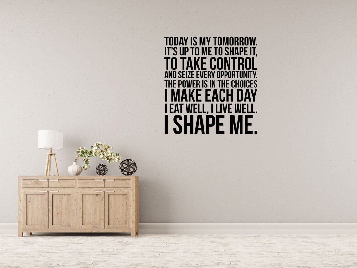 Today is My Tomorrow Fitness Wall Decal - Workout Room Wall Quote ...