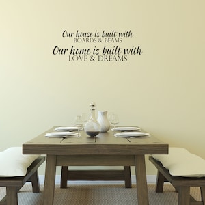 Our House Is Built Decal May Our House Is Built Decal Our House Art Boards and Beams Love and Dreams Motivational Inspirational Gift Vinyl