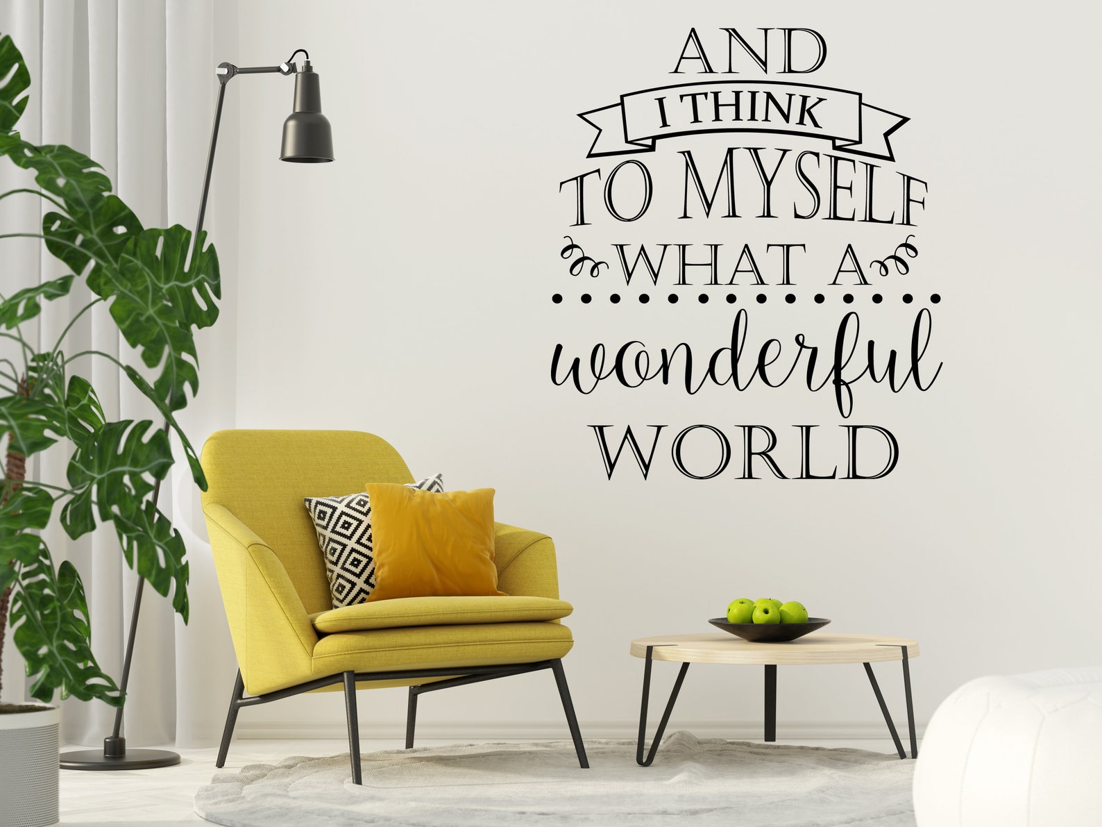 What A Wonderful World Vinyl Wall Decal Living Room Wall | Etsy