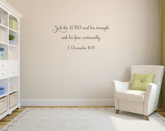 Seek The Lord Vinyl Wall Decal - 1 Chronicles 16:11, Scripture Decor
