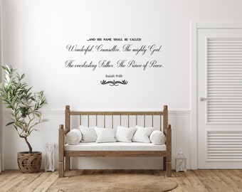 Isaiah 9:6 KJV Vinyl Wall Scripture And His Name Shall Be Called Wonderful - Bible Verse Wall Quote - Christian Wall Lettering Sticker