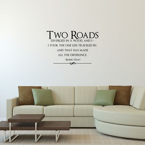 Road Less Travel Wall Decor Travel Quote Decal Robert Frost Quote Decal Robert Frost Art Road Less Traveled Decal Wall Words Sign image 4