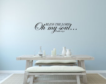 Bless The Lord Vinyl Wall Decal Christian Scripture Art Religious Quote Sticker for Home Bedroom Living Room Nursery Faith Decor Gift