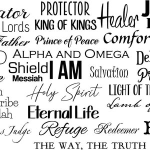 Names Of God Decal Quote And He Shall Be Called I AM Sign Gods Name Sign God Sign Bible Verse Word Of God Scripture Decal Gift image 9