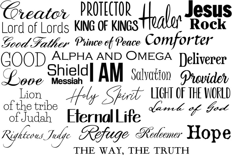 Names Of God Decal Quote And He Shall Be Called I AM Sign Gods Name Sign God Sign Bible Verse Word Of God Scripture Decal Gift image 9