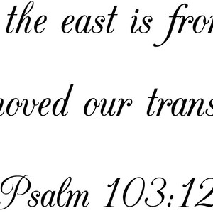 Psalm 103:12 KJV Bible Verse Wall Decal - as Far as the East is From ...