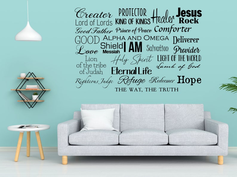 Names Of God Decal Quote And He Shall Be Called I AM Sign Gods Name Sign God Sign Bible Verse Word Of God Scripture Decal Gift image 6