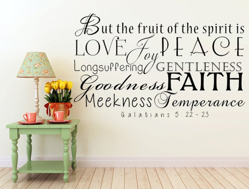 family wall vinyl bible verse christian wall art fruit of | etsy