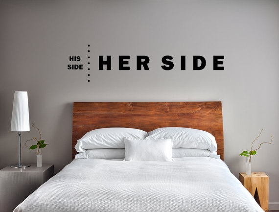 His Side Her Bedroom Wall Decor Decals - Vinyl Wall Art For Bedroom