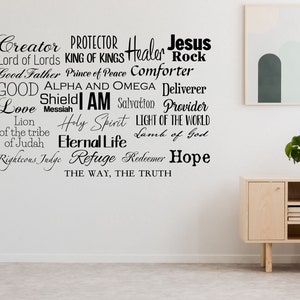 Names Of God Decal Quote And He Shall Be Called I AM Sign Gods Name Sign God Sign Bible Verse Word Of God Scripture Decal Gift image 8