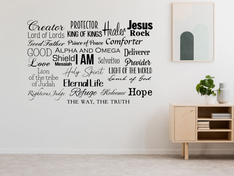 Names Of God Decal Quote And He Shall Be Called I AM Sign Gods Name Sign God Sign Bible Verse Word Of God Scripture Decal Gift image 8