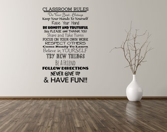 Classroom Rules Vinyl Wall Decal Teacher Homeschool Decor School Wall Art Sticker Educational Quote Gift Daycare Playroom Kids Room Sign