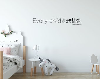 Outus Vinyl Wall Stickers Every Child Is An Artist Wall Decals Watercolor Crayon Paint Splatter Artist Quote Decals