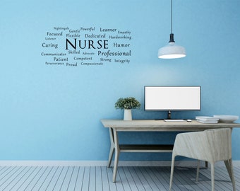 Nurse Word Cloud Vinyl Wall Decal - Appreciation Gift (35x15 inches)