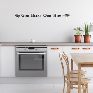 God Bless Our Home Bible Wall Decal - Entryway Decal - God Bless Quote - Welcome Vinyl Wall Art - Bless Our Home - Christian Wall Quote