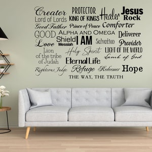 Names Of God Decal Quote And He Shall Be Called I AM Sign Gods Name Sign God Sign Bible Verse Word Of God Scripture Decal Gift image 4