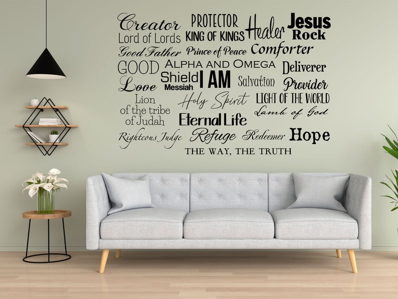 Names Of God Decal Quote And He Shall Be Called I AM Sign Gods Name Sign God Sign Bible Verse Word Of God Scripture Decal Gift image 4