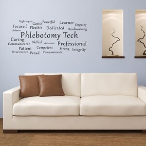 Phlebotomy Tech Word Cloud Decal - Phlebotomy Wall Decal - Phlebotomist Gift - Phlebotomist Wall Art - Phlebotomy Sign - Wall Decoration