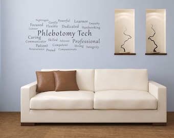 Phlebotomy Tech Word Cloud Decal - Phlebotomy Wall Decal - Phlebotomist Gift - Phlebotomist Wall Art - Phlebotomy Sign - Wall Decoration