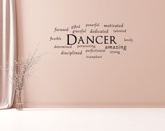 Dancer Wall Decal - Dancer Vinyl Wall Decal - Dancer Word Cloud - Dancer Wall Sign - Dance Studio Quote Decal - Dance Studio Wall Art Saying