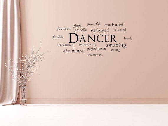 Dancer Word Cloud Vinyl Wall Decal: Dance Studio Decor (35x15 inches)