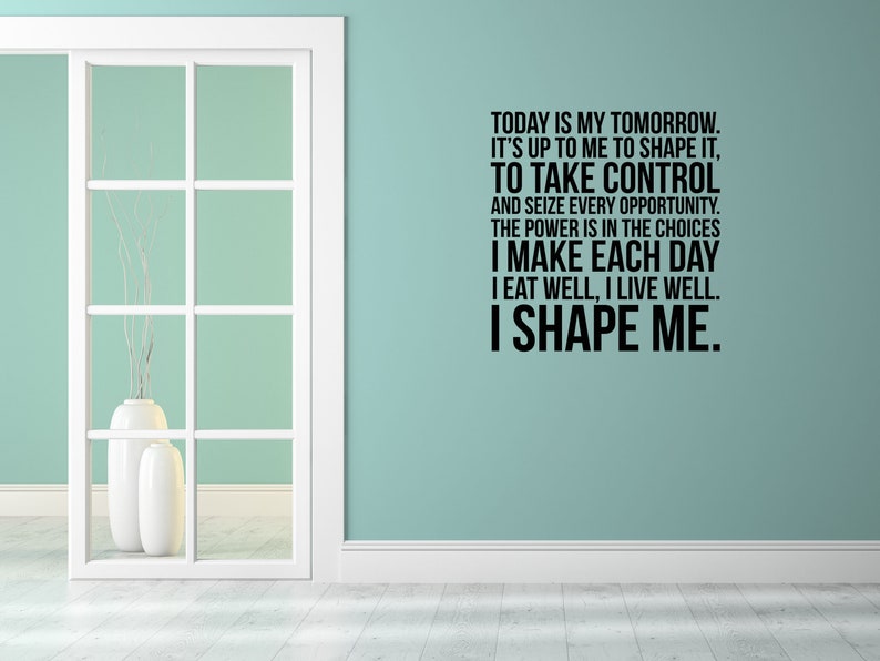 Today is My Tomorrow Fitness Wall Decal - Workout Room Wall Quote ...