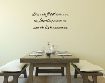Bless The Food Before Us - Kitchen Wall Saying Vinyl Wall Lettering Decal - Blessing Dining Room Wall Lettering Quote - Wall Words Decor