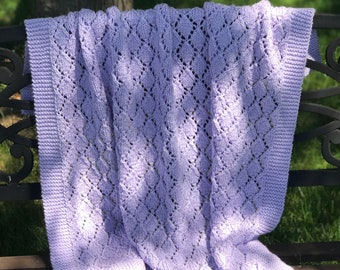 Knit Baby Blanket Pattern | Knit PDF | Lacy Diamonds Knitting Pattern