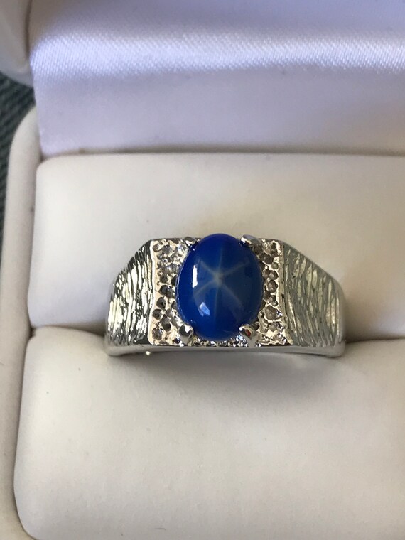 Star Sapphire, Mens Vintage ring, Star of India, 1
