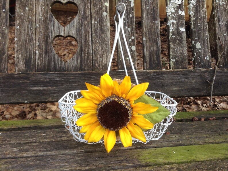 Sunflower Wedding Flower Girl Basket Rustic Wedding Rustic Etsy