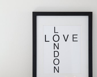 LOVE London Print, 8.5x11, Wall Decor, Art, Travel, London, Home Decor