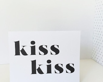 KISS KISS Black and White Print Home Decor, Art ,Typography, Wall Gallery