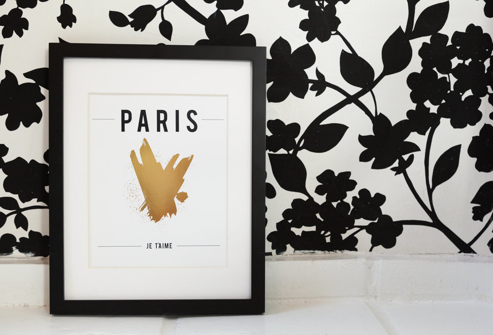 Paris Je T'aime Gold Foil Wall Decor Print 8x10, French Style, I Love ...