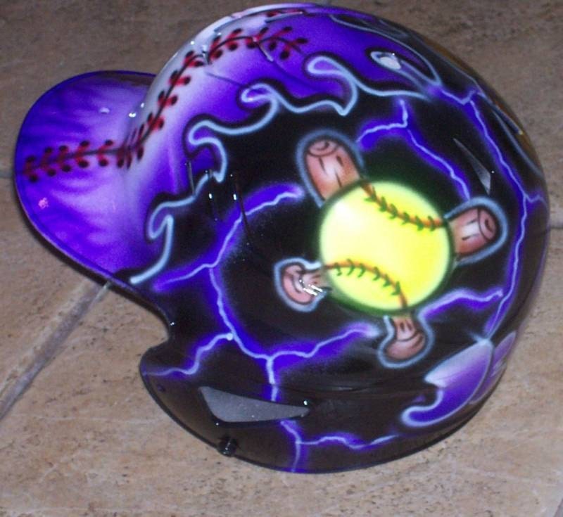 Fastpitch Softball Batting Helmet Purple Flame Airbrushed Etsy