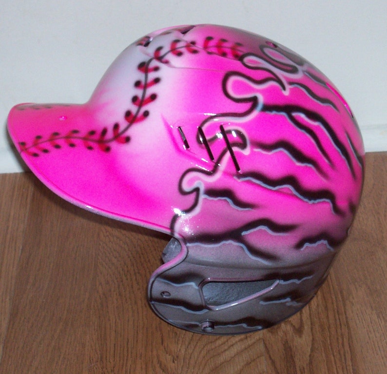 Airbrush Softball Batting Helmet PINK/GRAY Zebra Print Etsy