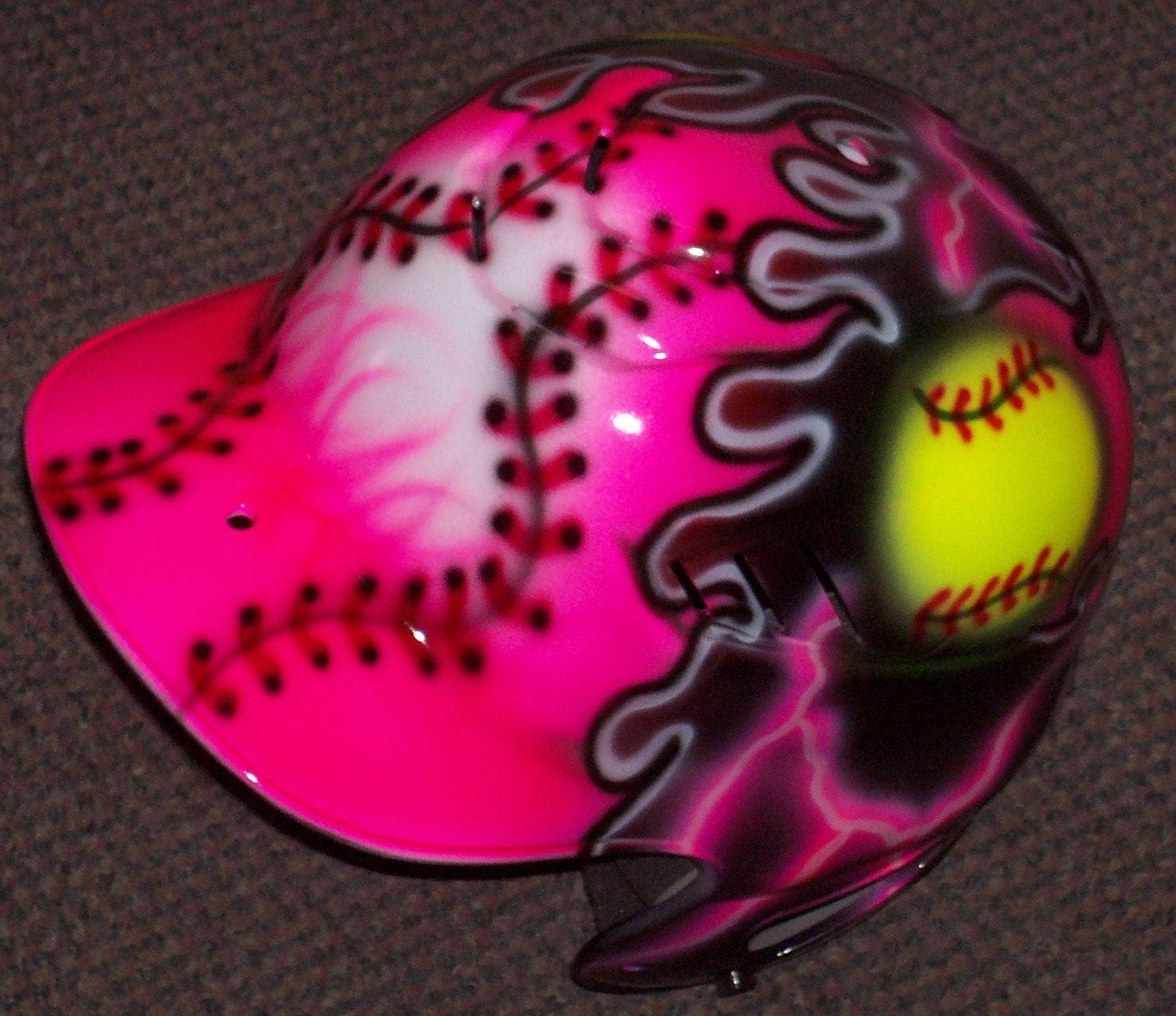 Airbrush Softball Batting Helmet Pink Flame ball Airbrushed Etsy