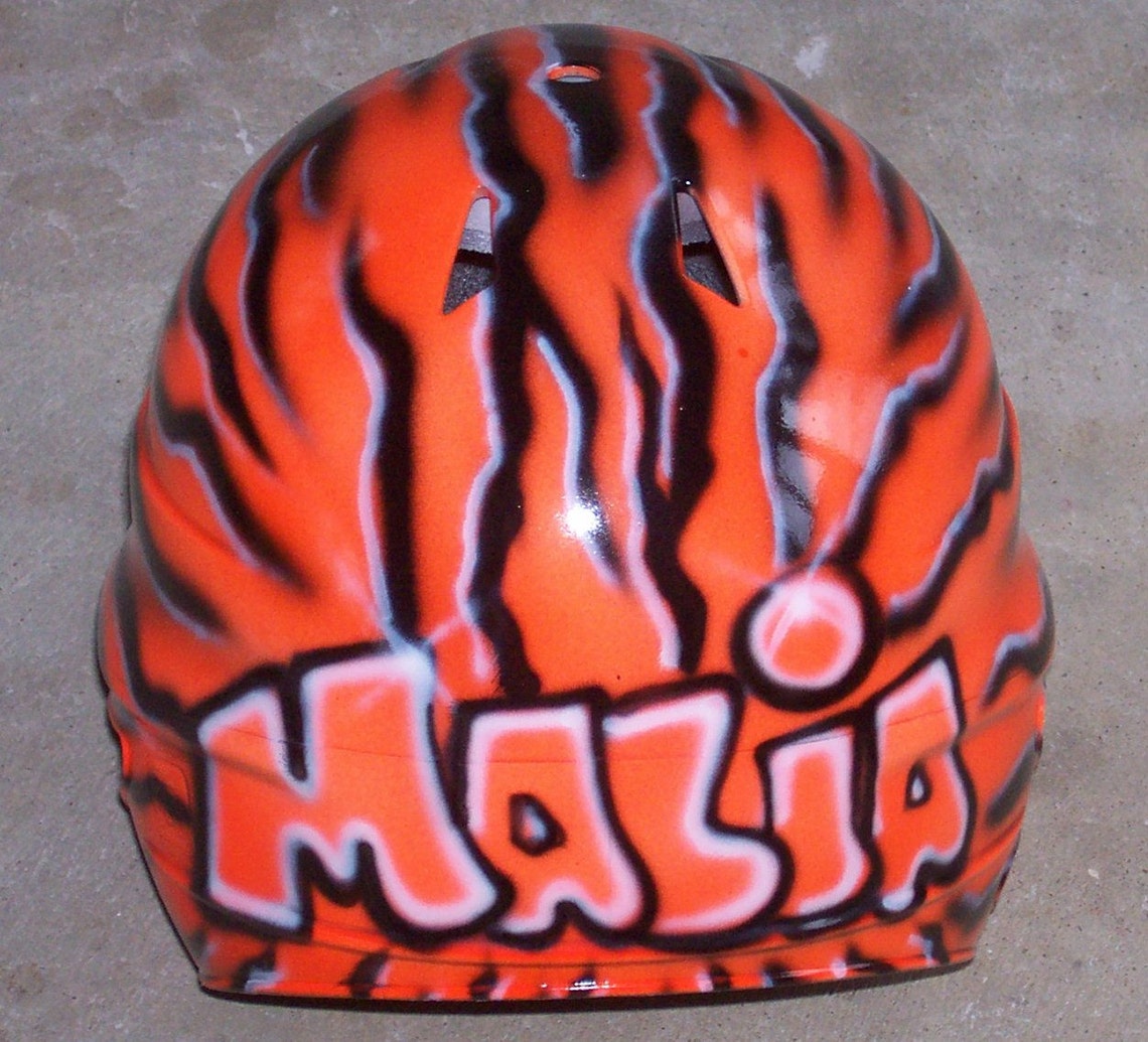 Softball Batting Helmet Orange Tiger striped Airbrushed Etsy