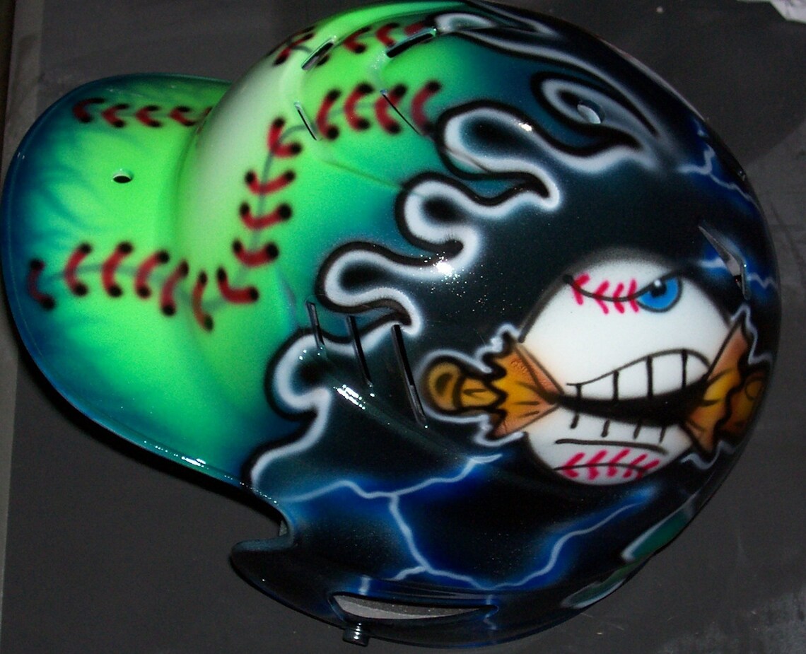 Airbrushed Batting Helmet Baseball new Personalized Rawlings Etsy