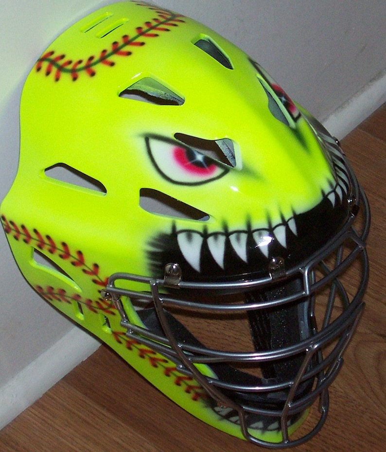 Airbrushed Mean Ball SOFTBALL Catchers Helmet Rawling YOUTH or Etsy