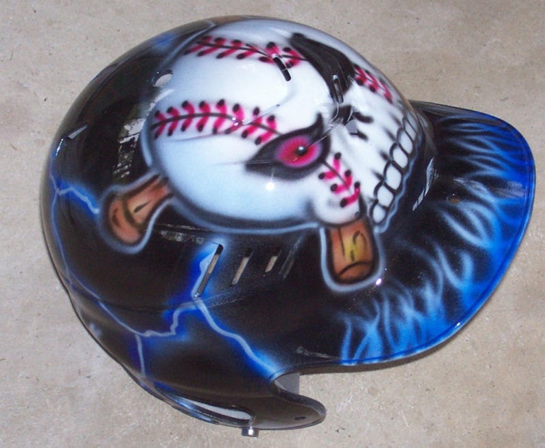 Airbrushed Batting Helmet baseball Skull and Bats new Etsy