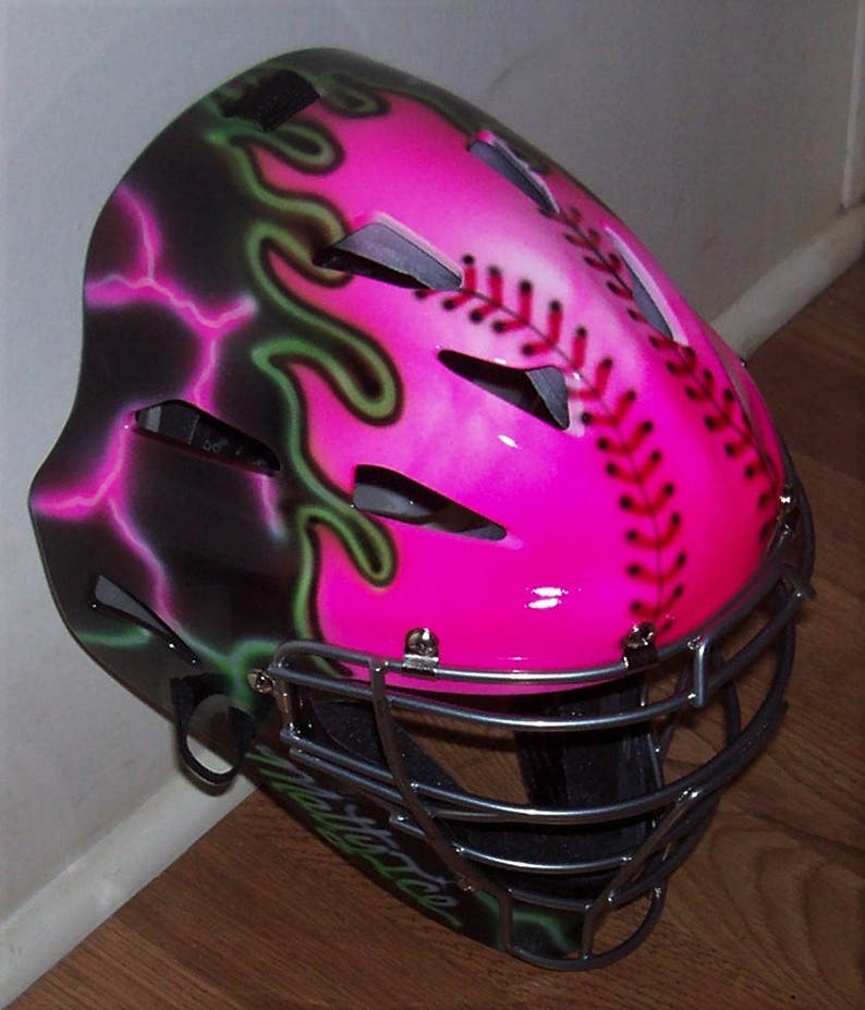 Airbrush Softball catchers helmet Rawlings YOUTH or ADULT Etsy
