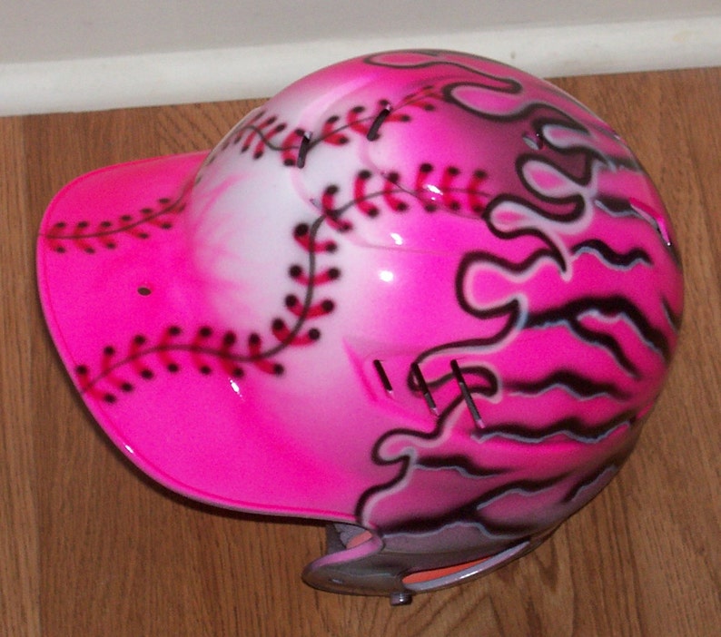 Airbrush Softball Batting Helmet PINK/GRAY Zebra Print Etsy