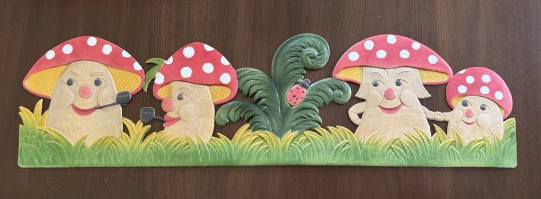 Vintage Die Cut Pressed Pulp Cardboard Red Amanita Mushroom Toadstool ...